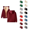 thumbnail image 1 of Plain Basic Fleece Lined Zip Up Hoodies for Women Winter Long Sleeve Thick Hooded Sweatshirt with Pockets Jacket Coat, 1 of 8