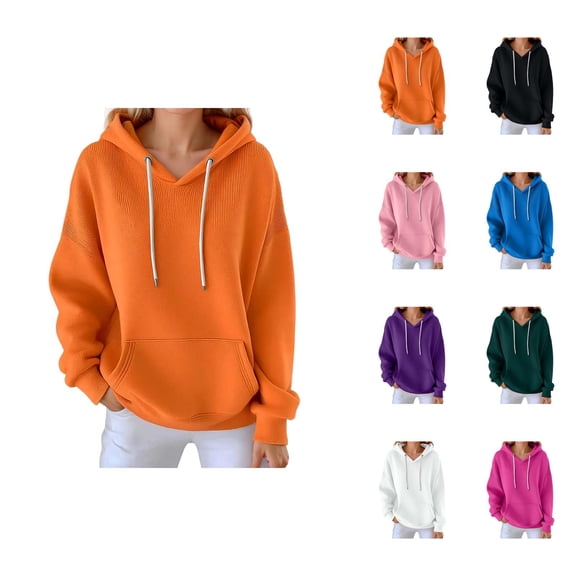 Plain Basic Hoodies for Women 2025 Fall Winter Long Sleeve Casual Hooded Sweatshirt with Pockets Pullover Tops