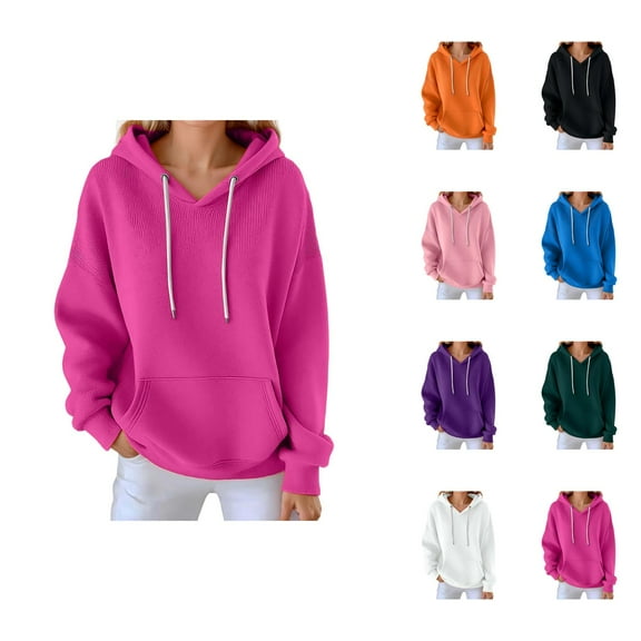 Plain Basic Hoodies for Women 2025 Fall Winter Long Sleeve Casual Hooded Sweatshirt with Pockets Pullover Tops