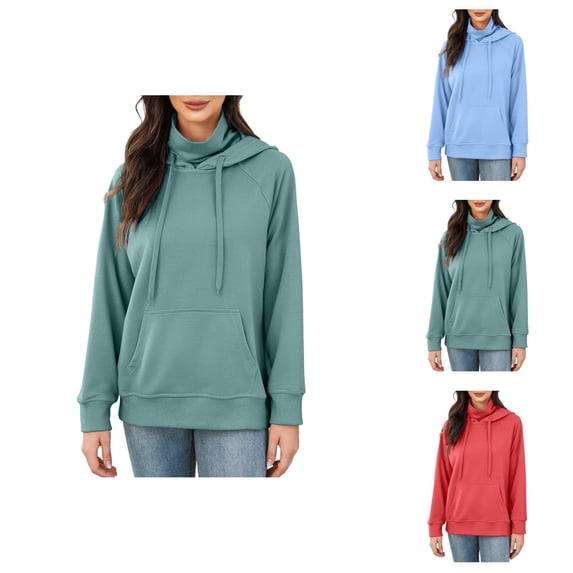 Plain Basic Hoodies for Women 2025 Fall Winter Long Sleeve Hooded Sweatshirt with Pockets Pullover Tops