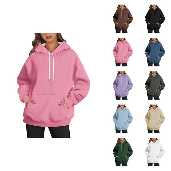 Plain Basic Hoodies for Women 2025 Trendy Hooded Sweatshirt with Pockets Hoody Top