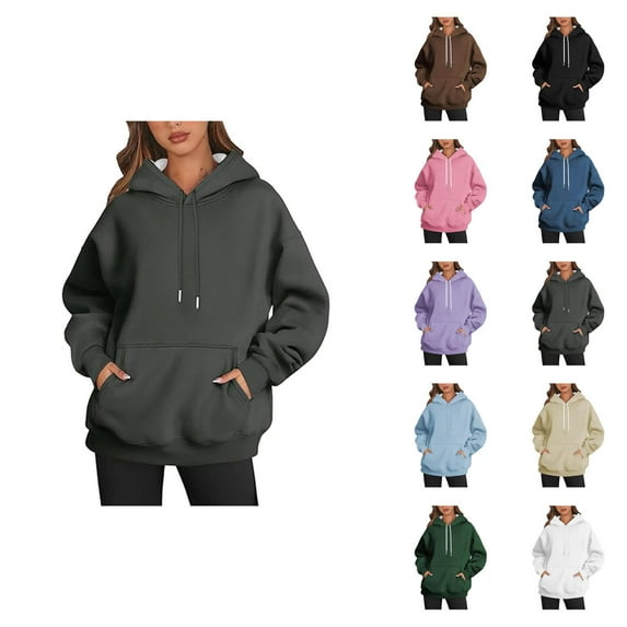 Plain Basic Hoodies for Women 2025 Trendy Hooded Sweatshirt with Pockets Hoody Top