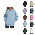 thumbnail image 1 of Plain Basic Hoodies for Women Long Sleeve Fashion Hooded Sweatshirt with Pockets Pullover Top, 1 of 4