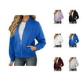 thumbnail image 1 of Plain Basic Jacket for Women 2025 Fall Long Sleeve Lightweight Zip Up Casual Jackets with Pockets Outerwear, 1 of 6