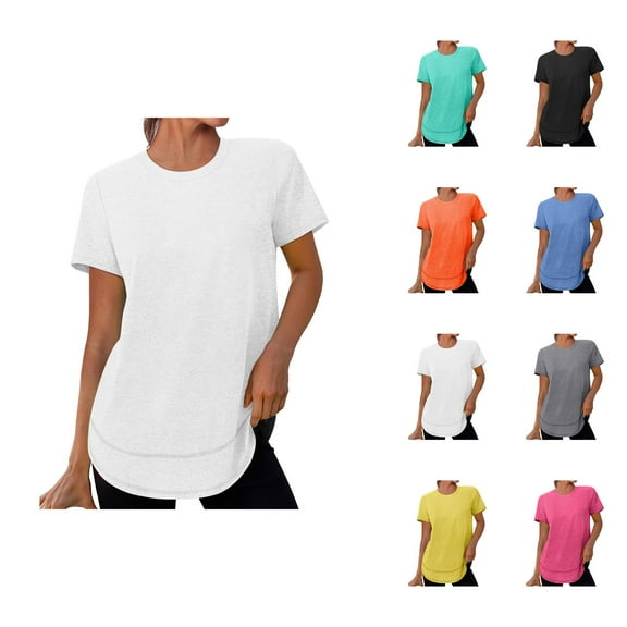 Plain Basic T Shirts for Women 2025 Summer Short Sleeve Crewneck Lightweight Casual Loose Tee Shirt Womens T Shirts