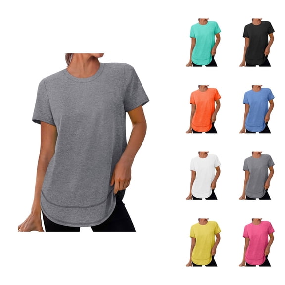Plain Basic T Shirts for Women 2025 Summer Short Sleeve Crewneck Lightweight Casual Loose Tee Shirt Womens T Shirts