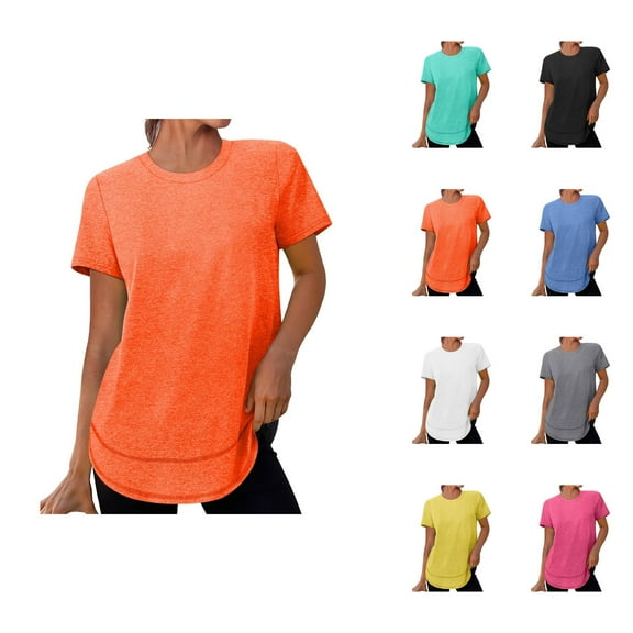 Plain Basic T Shirts for Women 2025 Summer Short Sleeve Crewneck Lightweight Casual Loose Tee Shirt Womens T Shirts