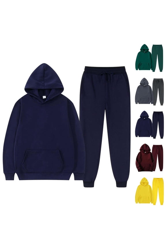 Plain Basic Track Suit for Women Fall Winter Long Sleeve Hoodie and Jogger Sweatpants 2 Piece Set Tracksuit