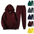 thumbnail image 1 of Plain Basic Track Suit for Women Fall Winter Long Sleeve Hoodie and Jogger Sweatpants 2 Piece Set Tracksuit, 1 of 3