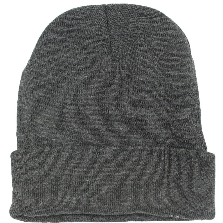 Plain Beanie Hat Solid Color Cap Skull Knit Warm Winter Blank Beany Men or Women Grey