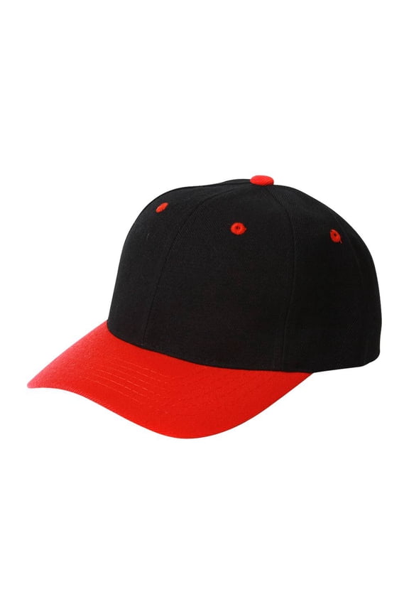 Plain Black Red Adjustable Hat