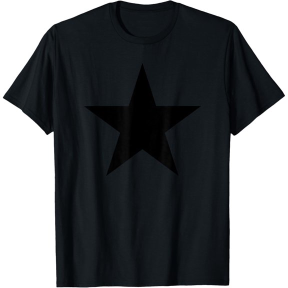 Plain Black Star Print Solid Large Black Star T-Shirt