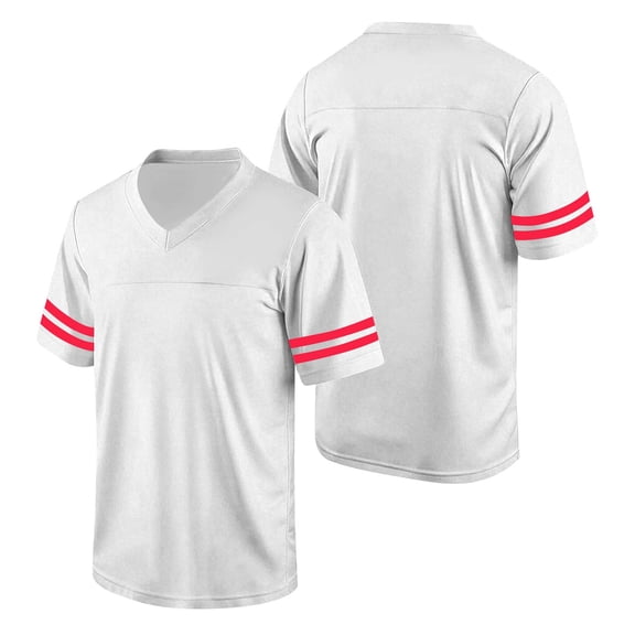 Plain Blank Football Jerseys For Women Unisex Athletic T-Shirts Practice Sports Uniforms Outfits Red 3XL
