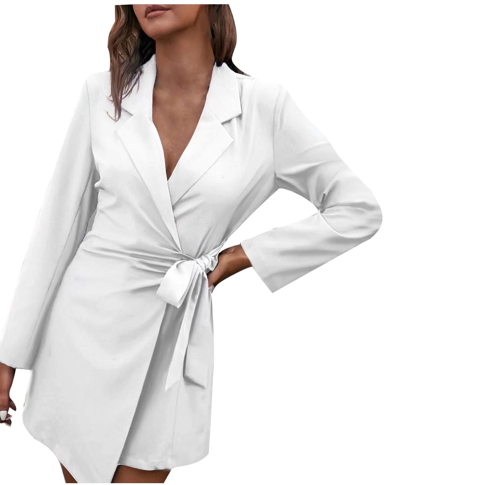 Plain Blazer Dress for Women Asymmetric Belted Wrap Blazers Notched Suit  Coats and Jackets Long Sleeve Work Office Wedding Guests Formal Candy Color  Suit Dress Ladies - Walmart.com