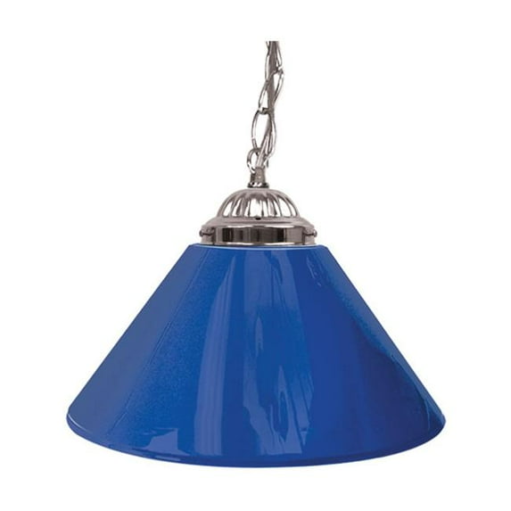 Plain Blue 14 Inch Single Shade Bar Lamp - Silver hardware