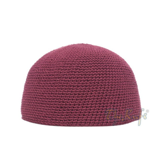 Plain Burgundy Hand-Crocheted 100% Cotton Kufi Hat Unique Design and Comfortable Fit (XXL-24"(61cm))
