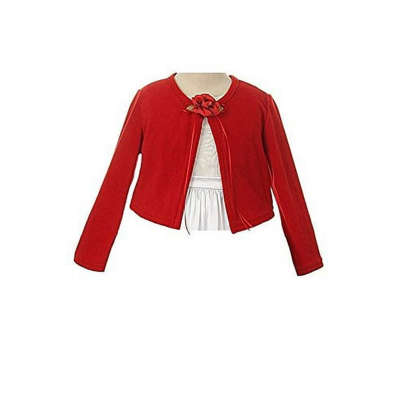 Plain Cardigan Sweater Long Sleeves Match Flowers Girls Dresses Winter Wedding Red Size 7 8 Walmart