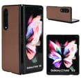 thumbnail image 1 of Plain Case for Samsung Galaxy Z Fold 4, Premium Lychee Patterned PU Leather + Hard PC Shell Ultra Thin Slim Durable Protective Phone Cover for Samsung Galaxy Z Fold 4,Brown, 1 of 5