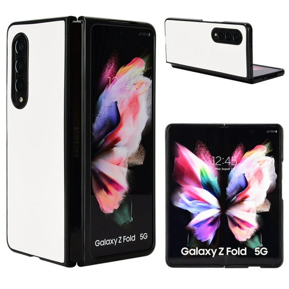 Plain Case for Samsung Galaxy Z Fold 4, Premium Lychee Patterned PU Leather + Hard PC Shell Ultra Thin Slim Durable Protective Phone Cover for Samsung Galaxy Z Fold 4,White