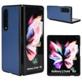 thumbnail image 1 of Plain Case for Samsung Galaxy Z Fold 4, Premium Lychee Patterned PU Leather + Hard PC Shell Ultra Thin Slim Durable Protective Phone Cover for Samsung Galaxy Z Fold 4,Darkblue, 1 of 5