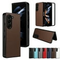 thumbnail image 1 of Plain Case for Samsung Galaxy Z Fold 6, Premium Lychee Patterned PU Leather + Hard PC Shell Ultra Thin Slim Durable Protective Phone Cover for Samsung Galaxy Z Fold 6,Brown, 1 of 8