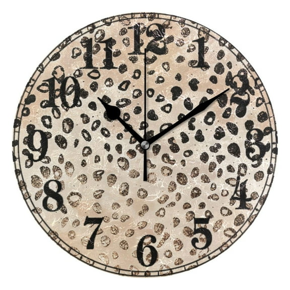Plain Cheetah Glitter Print Silent Wall Clock 10" Non-Ticking Battery Clock