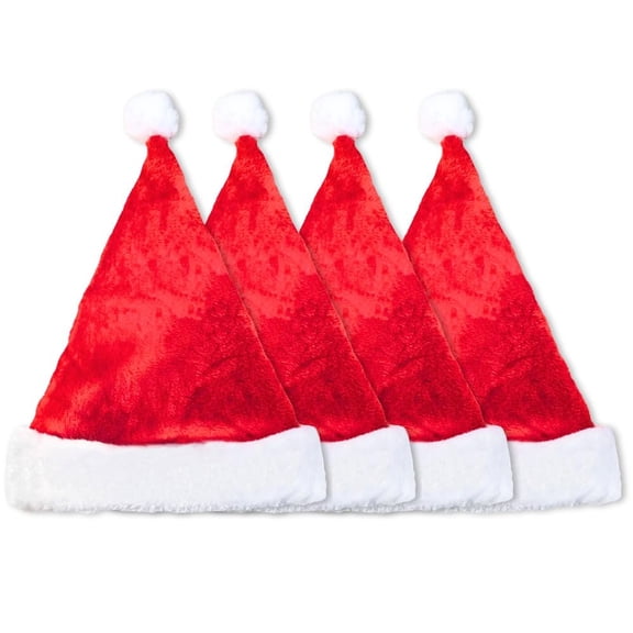 Plain Christmas Santa Hat for Kids – Soft & Comfortable Polycotton Holiday Hat, Perfect for Christmas Parties, Gifts, and Celebrations (4-Pack, Kids, Red)