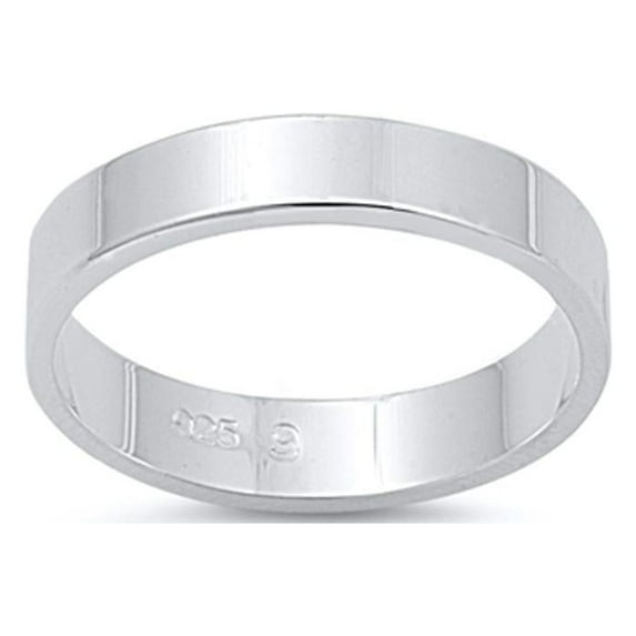 Plain Cigar Wedding Ring .925 Sterling Silver 4mm Band Jewelry Female Male Unisex Size 4