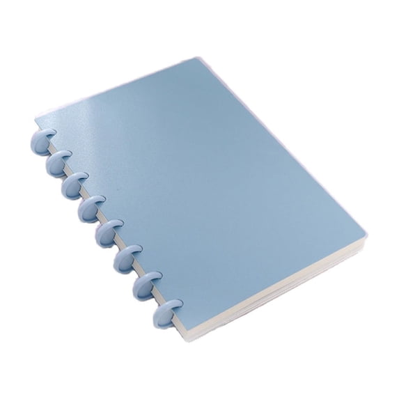Plain Coloured Discbound Notebook, 8-Disc Disbound Planner With Removable Pages Poly Cover Discbound Planner For Work, Travel Note Taking A5 Blue