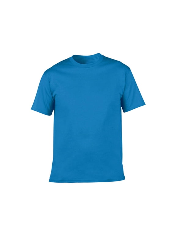 Plain Cotton T-Shirt Women Summer T-Shirts Tees Casual Solid Color Shirt Short Sleeve Tops Blue S