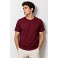 thumbnail image 1 of Plain Crew Neck Short Sleeve T-Shirt for Everyday Wear, Soft Casual Tee, Maroon, Large, 1 of 4