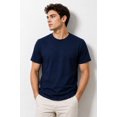 thumbnail image 1 of Plain Crew Neck Short Sleeve T-Shirt for Everyday Wear, Soft Casual Tee, Navy Blue, Medium, 1 of 4