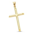 thumbnail image 1 of Plain Cross Charm 14k Yellow Gold Cross Tube Pendant Religious Christian Jewelry 33mm x 20mm, 1 of 1