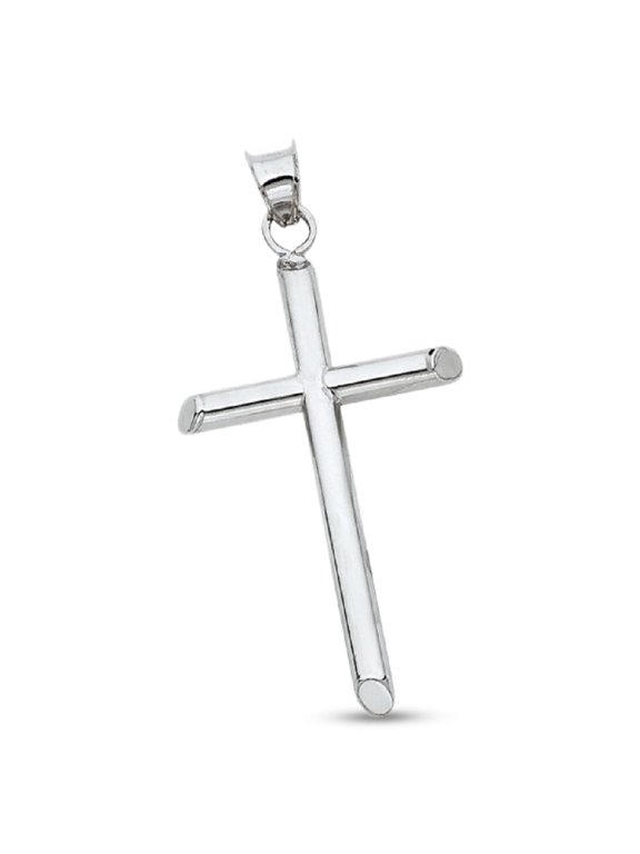 Plain Cross Pendant 14k White Gold Genuine Religious Christian Charm Jewelry 33mm x 20mm
