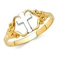 thumbnail image 1 of Plain Cross Ring 14k Yellow & White Gold Religious Charm Band Diamond Cut Polished Two Tone 8MM, Size 6, 1 of 1