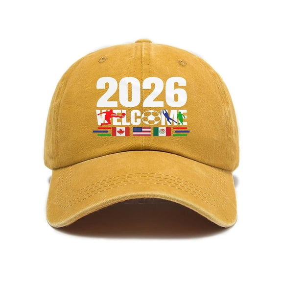 Plain Dad Hat AURORADY 2026 Hats U.S.A Can 2026 Country Soccer Baseball Hats Running Cap for Men Women, Yellow One Size Visors
