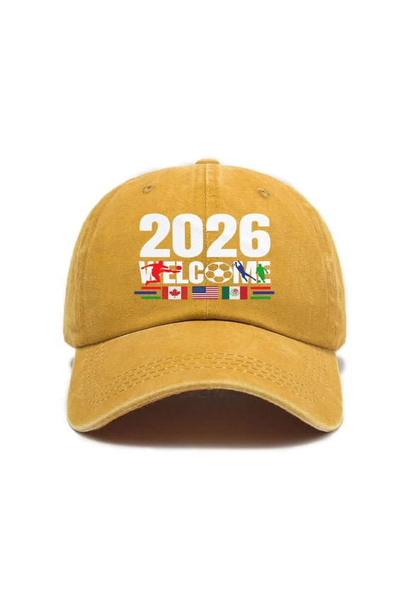 Plain Dad Hat AURORADY 2026 Hats U.S.A Can 2026 Country Soccer Baseball Hats Running Cap for Men Women, Yellow One Size Visors