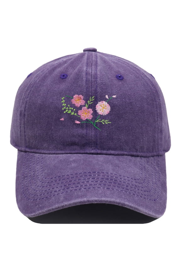 Plain Dad Hat AURORADY Hand Embroidered Flower Design Baseball Cap, Purple One Size Baseball Caps