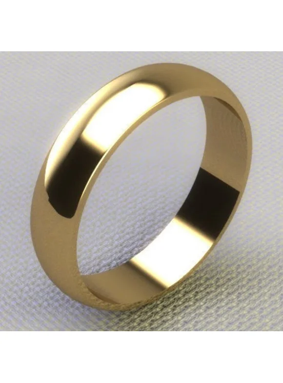 Plain Dome D Shape 14K Yellow Gold Plated Men's Wedding Band Ring in Silver 14k Yellow Gold Plated