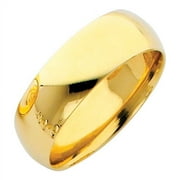 ZEN JEWELZ Plain Dome Wedding Band 14k Yellow Gold Solid Ring Heavy Comfort Fit Polished Finish, 7 mm Size 5