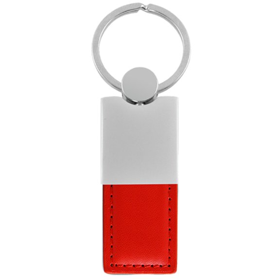Plain Duo Rectangular Leather Key Chain (Red)