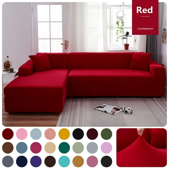 Plain Elastic Sofa Covers for Living Room Solid Color Spandex Sectional Corner Sofa Slipcovers Couch Cover