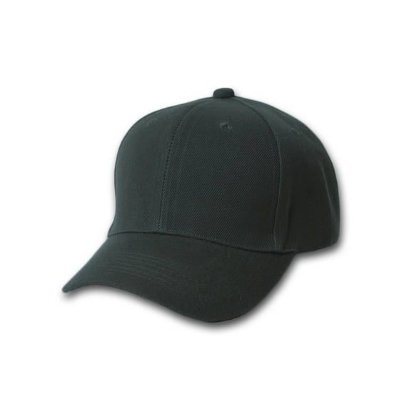 Plain Fitted Curve Bill Hat, Black 7 1/8