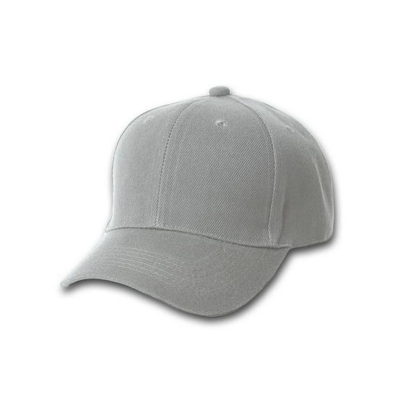Plain Fitted Curve Bill Hat, Grey 7 1/2