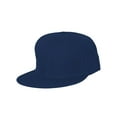 thumbnail image 1 of Plain Fitted Flat Bill Hat - Navy 7, 1 of 2