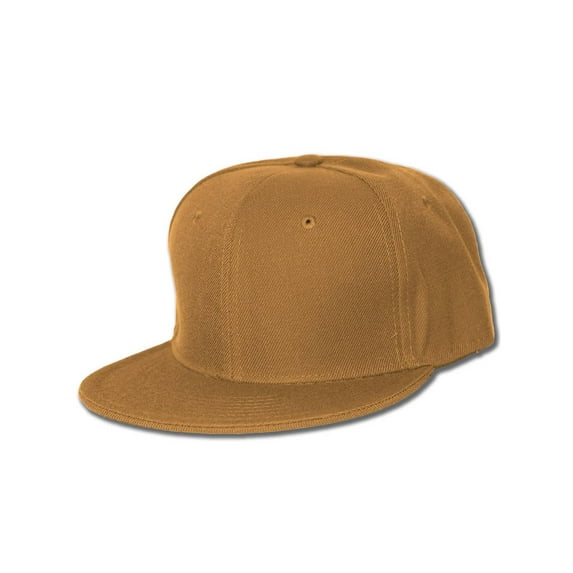 Plain Fitted Flat Bill Hat, Solid and Neon Colors , Light Brown 7 1/4