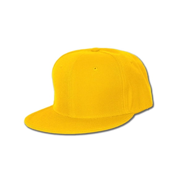 Plain Fitted Flat Bill Hat, Solid and Neon Colors , Mustard 7