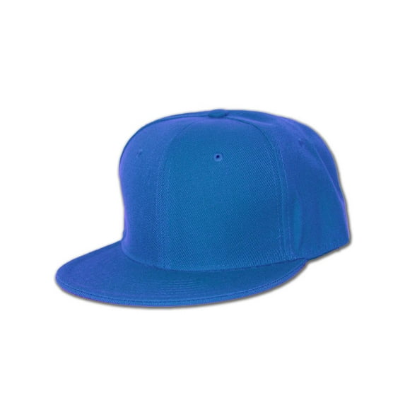 Plain Fitted Flat Bill Hat, Solid and Neon Colors , Royal Blue 7 5/8