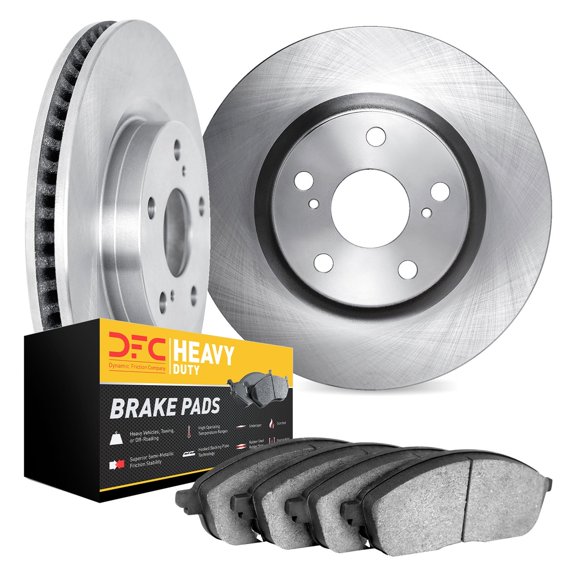 Plain Front Brake Kit with Heavy Duty Brake Pads for Chrysler Town and Country 2008-2016 Silver Cast Iron