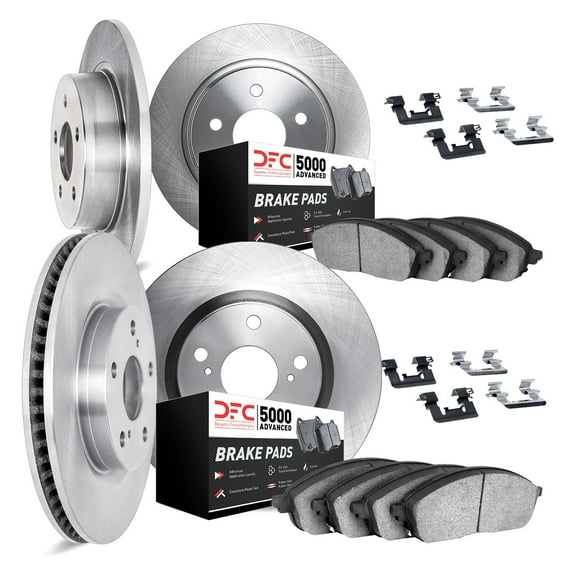Plain Front and Rear Brake Kit for Chrysler 200 2011-2014 Silver Gray Cast Iron